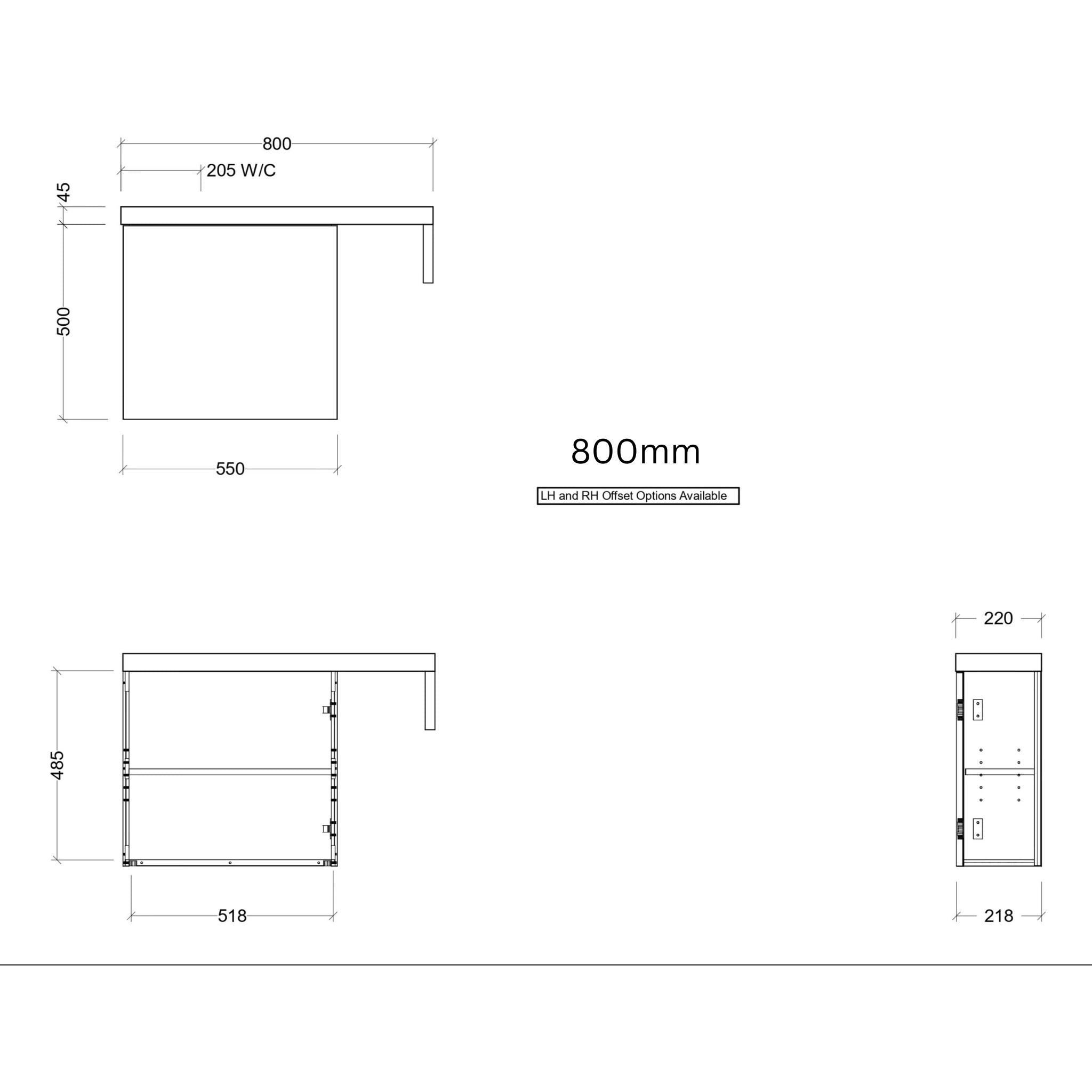 TIMBERLINE OSCAR SPACE SAVING SINGLE BOWL CUSTOM WALL HUNG VANITY
