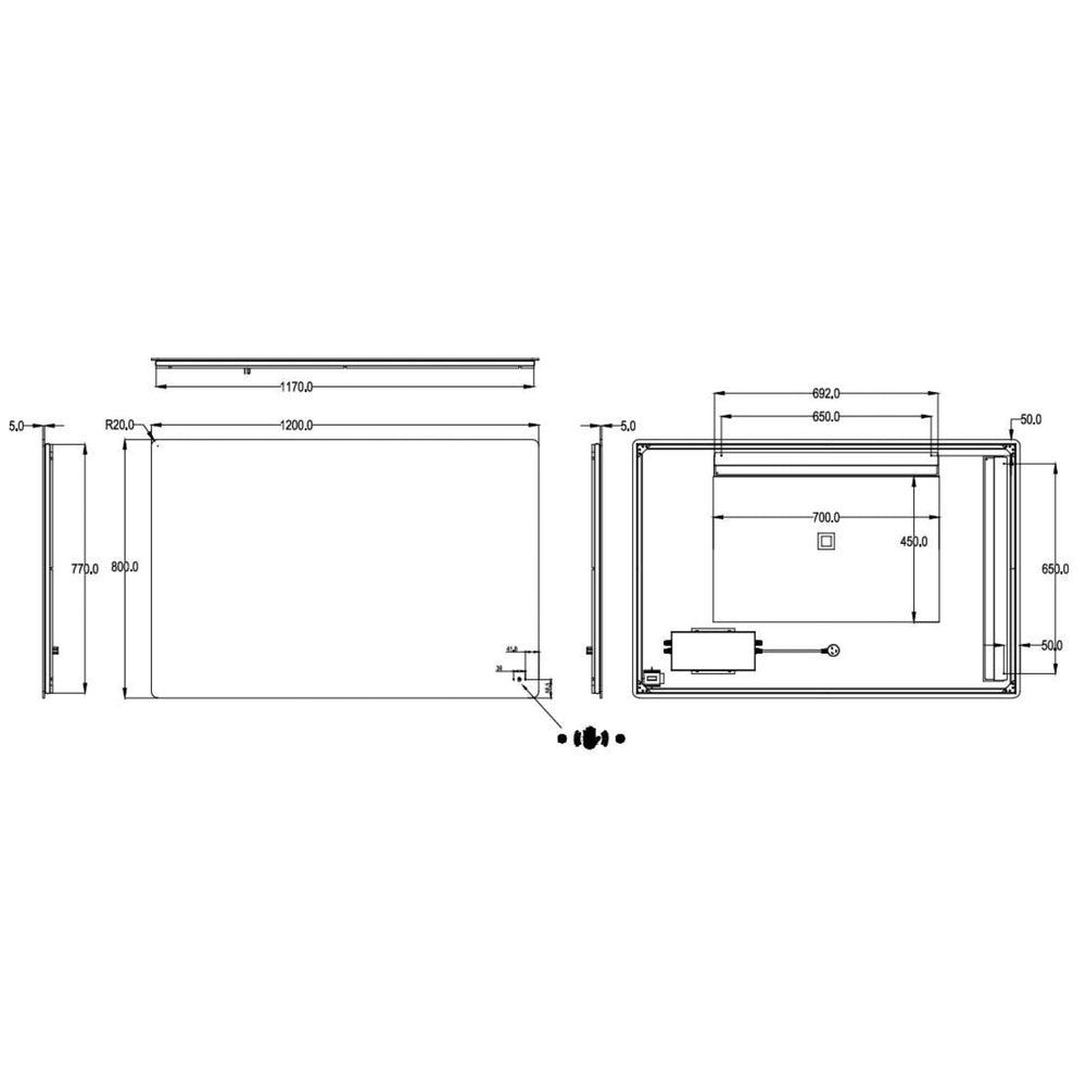 VITO OVIAN RECTANGULAR FRAMELESS BACKLIT LED MIRROR 3 COLOUR LIGHTS 1200X800MM