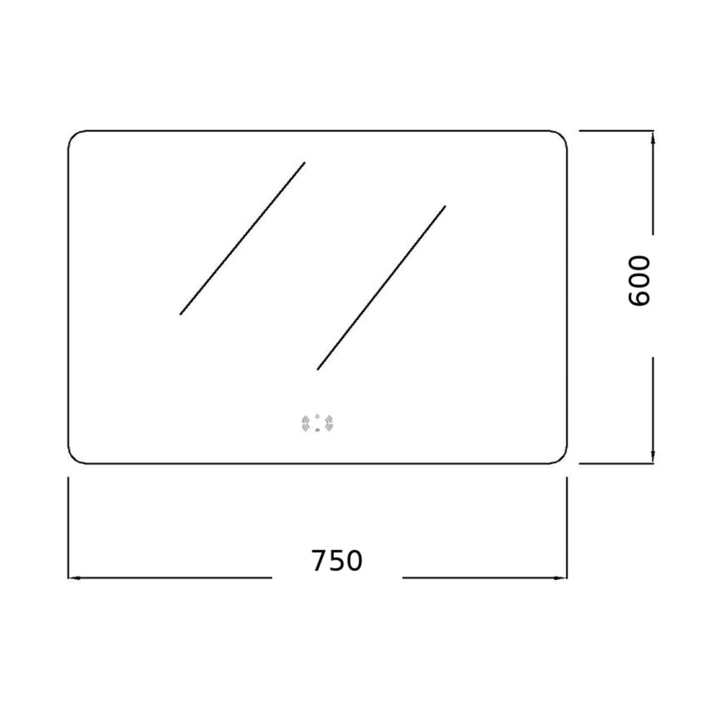 VITO OVIAN RECTANGULAR FRAMELESS BACKLIT LED MIRROR 3 COLOUR LIGHTS 750X600MM