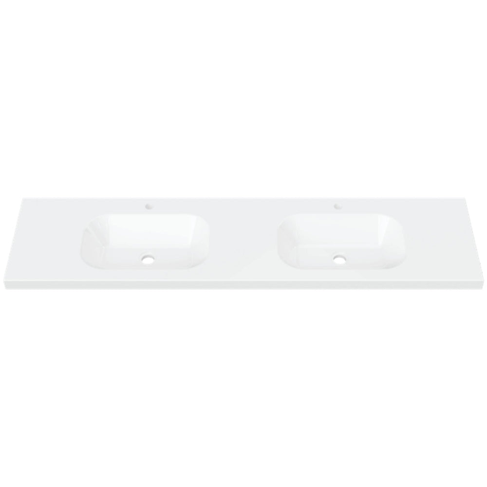 DUROCLASS OLYMPIC STADIUM GLOSS WHITE DOUBLE BOWL UNDERMOUNT VANITY TOP (AVAILABLE IN 1500MM AND 1800MM)