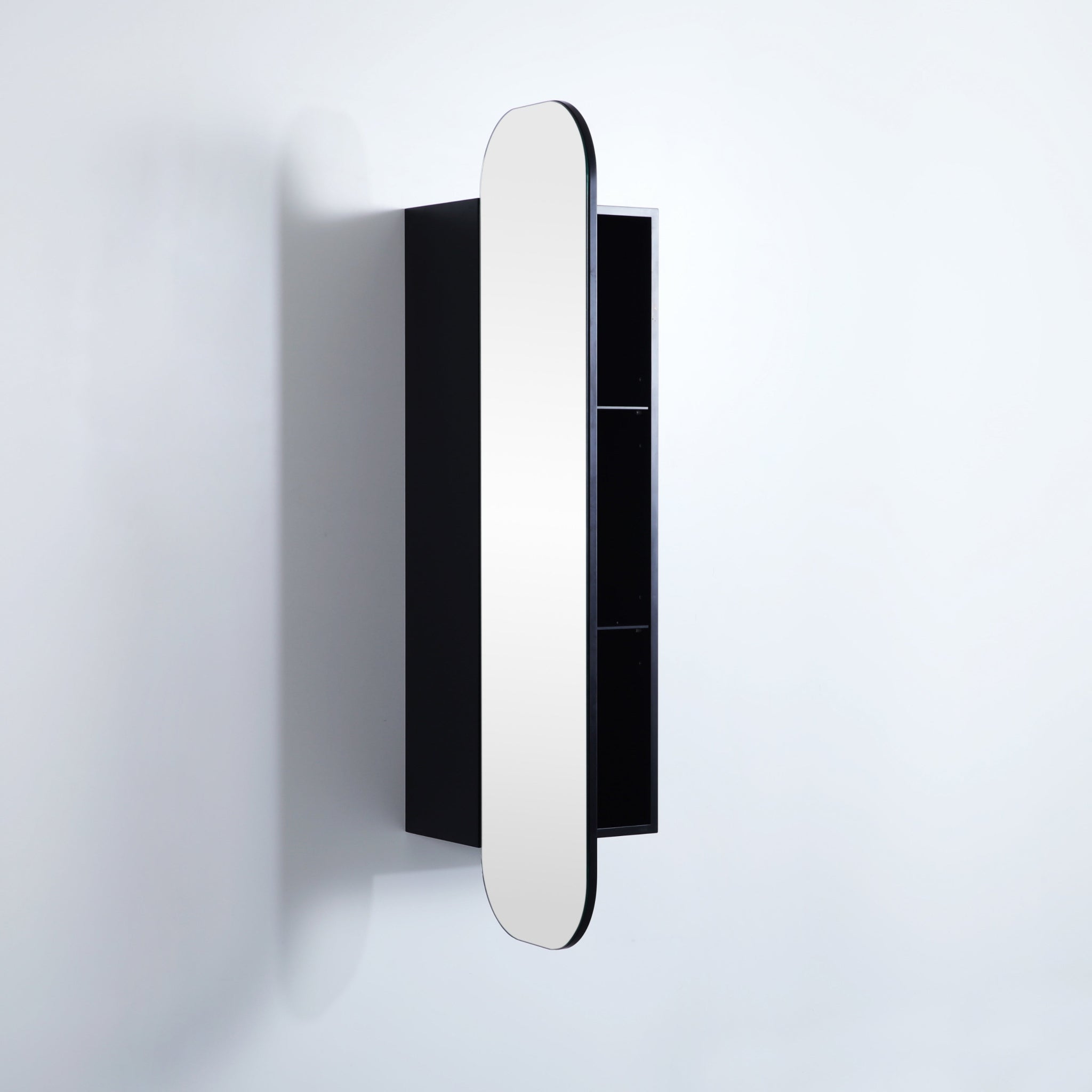 CETO OLIVIA MATTE BLACK TALL BOY MIRROR SHAVING CABINET 400X1500MM