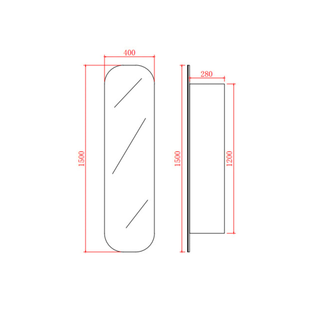 CETO OLIVIA MATTE WHITE TALL BOY MIRROR SHAVING CABINET 400X1500MM