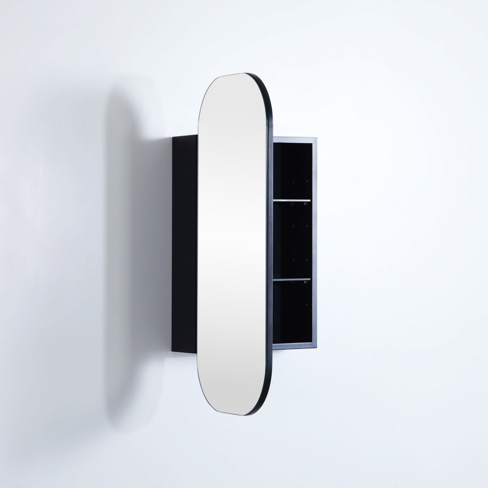 CETO OLIVIA MATTE BLACK MIRROR SHAVING CABINET 400X900MM