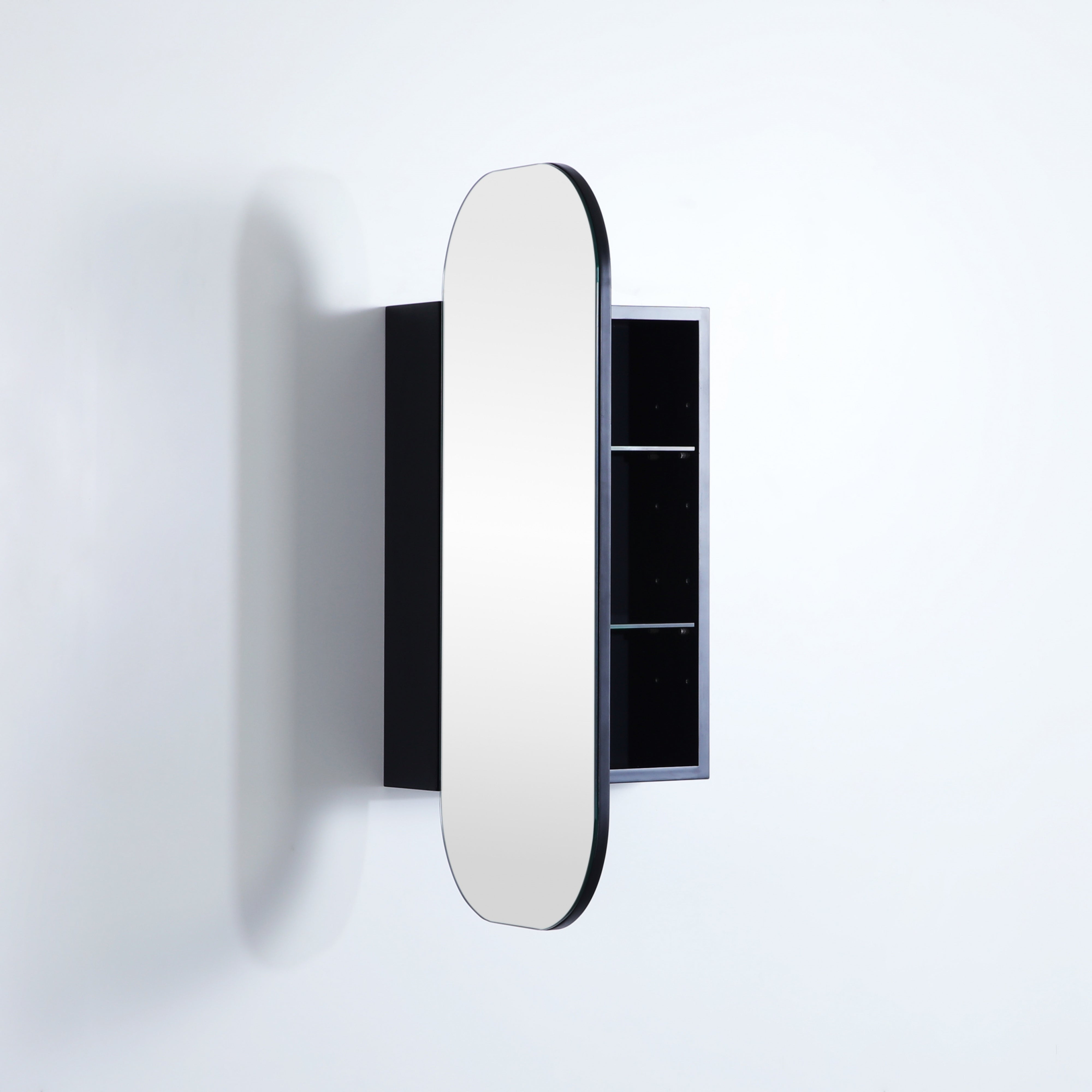 CETO OLIVIA MATTE BLACK MIRROR SHAVING CABINET 400X900MM