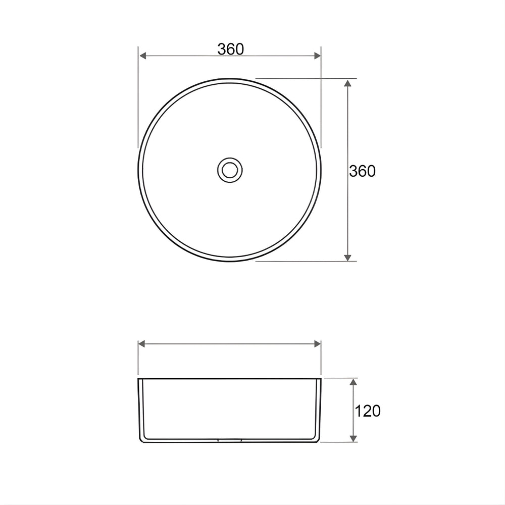 OTTI RADIUS ROUND BASIN GUN METAL 360MM