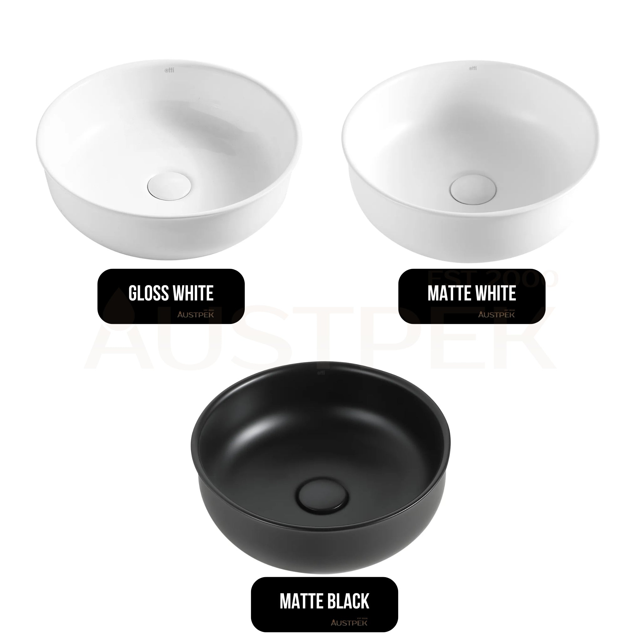 OTTI BRONTE ABOVE COUNTER BASIN GLOSS WHITE 365MM