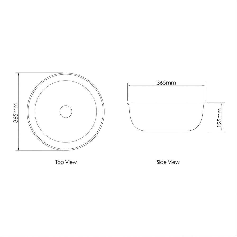 OTTI BRONTE ABOVE COUNTER BASIN GLOSS WHITE 365MM