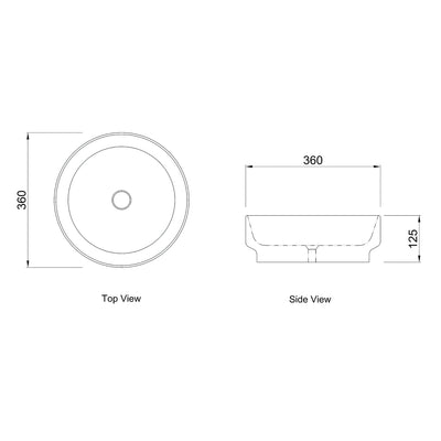 OTTI CHLOE ABOVE COUNTER BASIN GLOSS WHITE 360MM