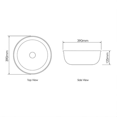 OTTI BRONTE ABOVE COUNTER BASIN GLOSS WHITE 390MM