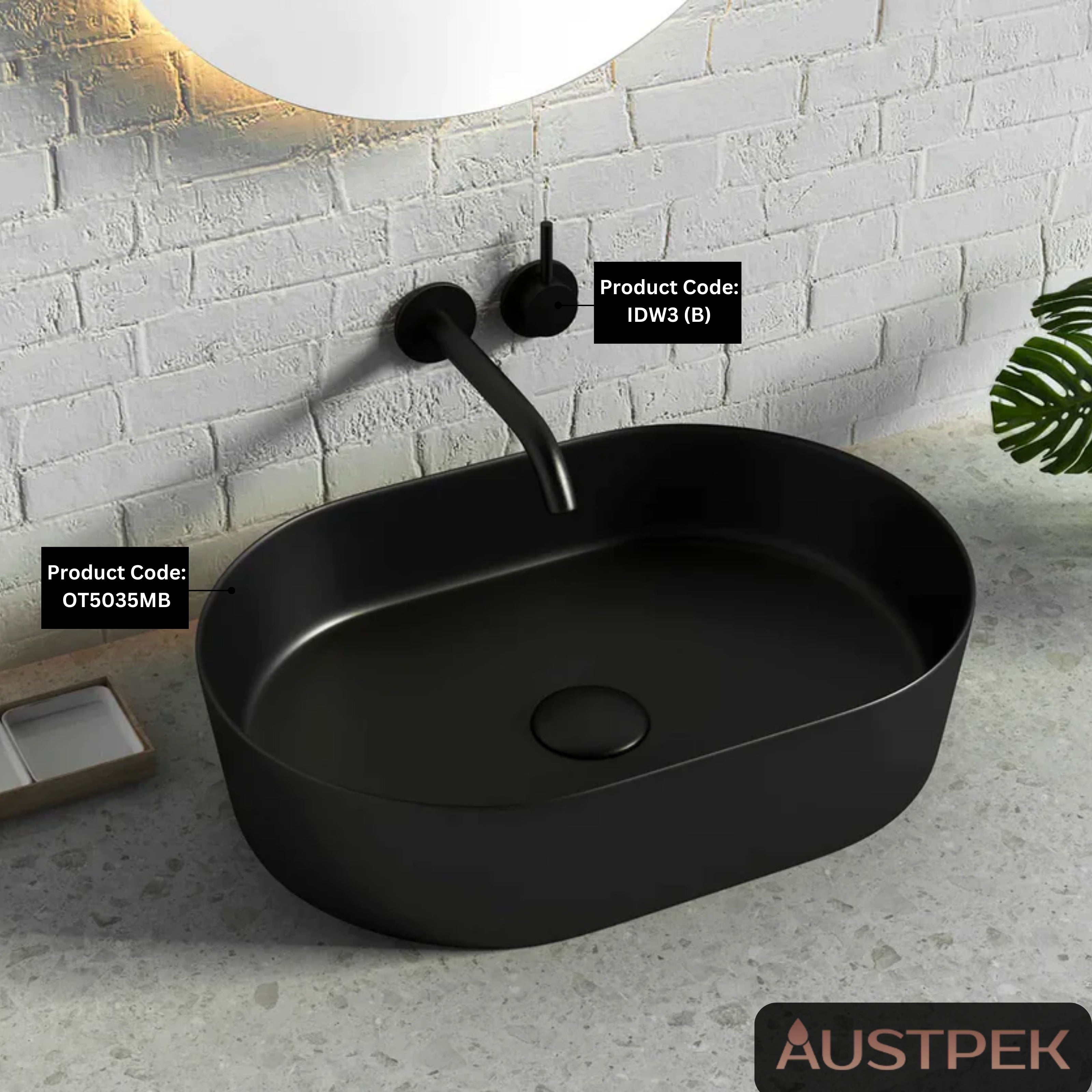 OTTI QUAY OVAL BASIN MATTE BLACK 500MM