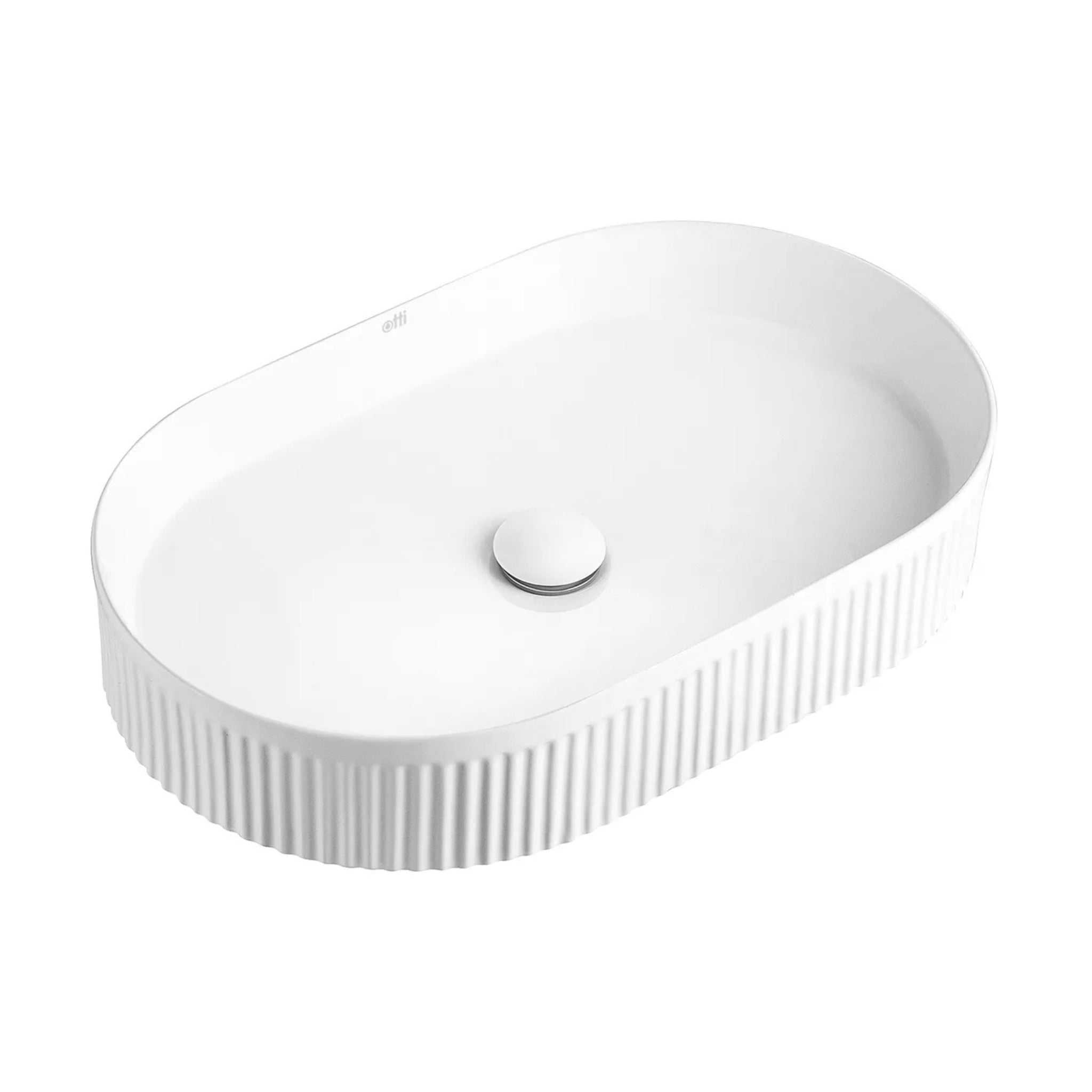 OTTI KENSINGTON FLUTED ABOVE COUNTER CERAMIC BASIN MATTE WHITE 560MM
