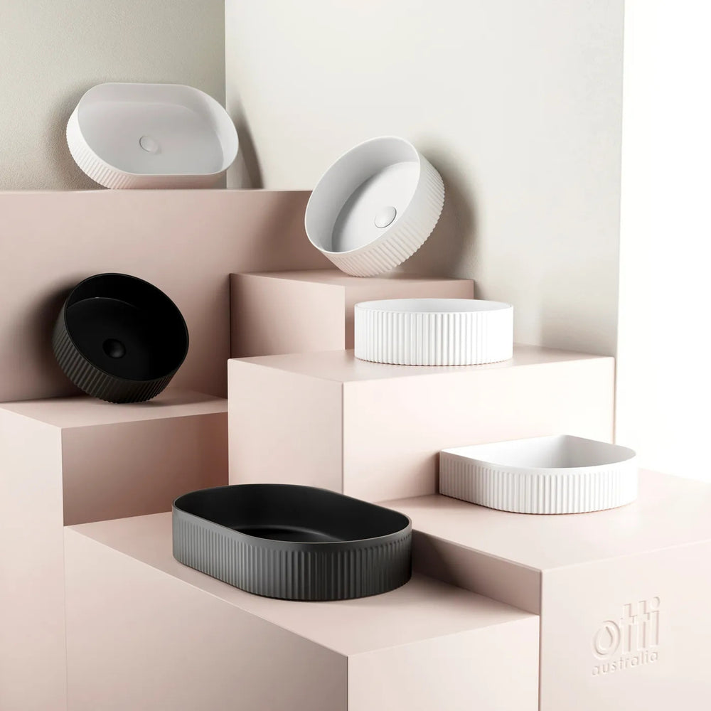 OTTI KENSINGTON FLUTED ABOVE COUNTER BASIN MATTE BLACK 580MM