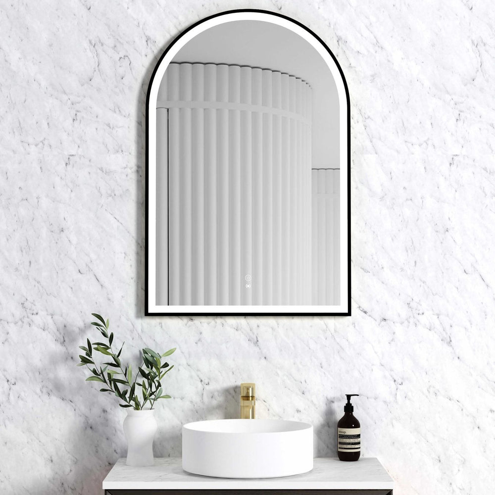 OTTI ARCHIE FRAMED LED MIRROR 3 COLOUR LIGHTS MATTE BLACK 600X900MM