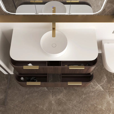 OTTI HAVANA SABLE WALNUT FLUTED 1200MM CURVE SINGLE BOWL WALL HUNG VANITY