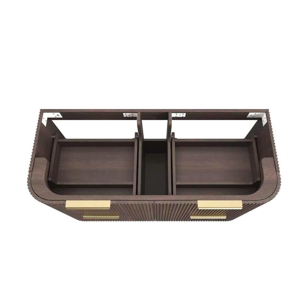 OTTI HAVANA SABLE WALNUT FLUTED 1200MM CURVE SINGLE BOWL WALL HUNG VANITY