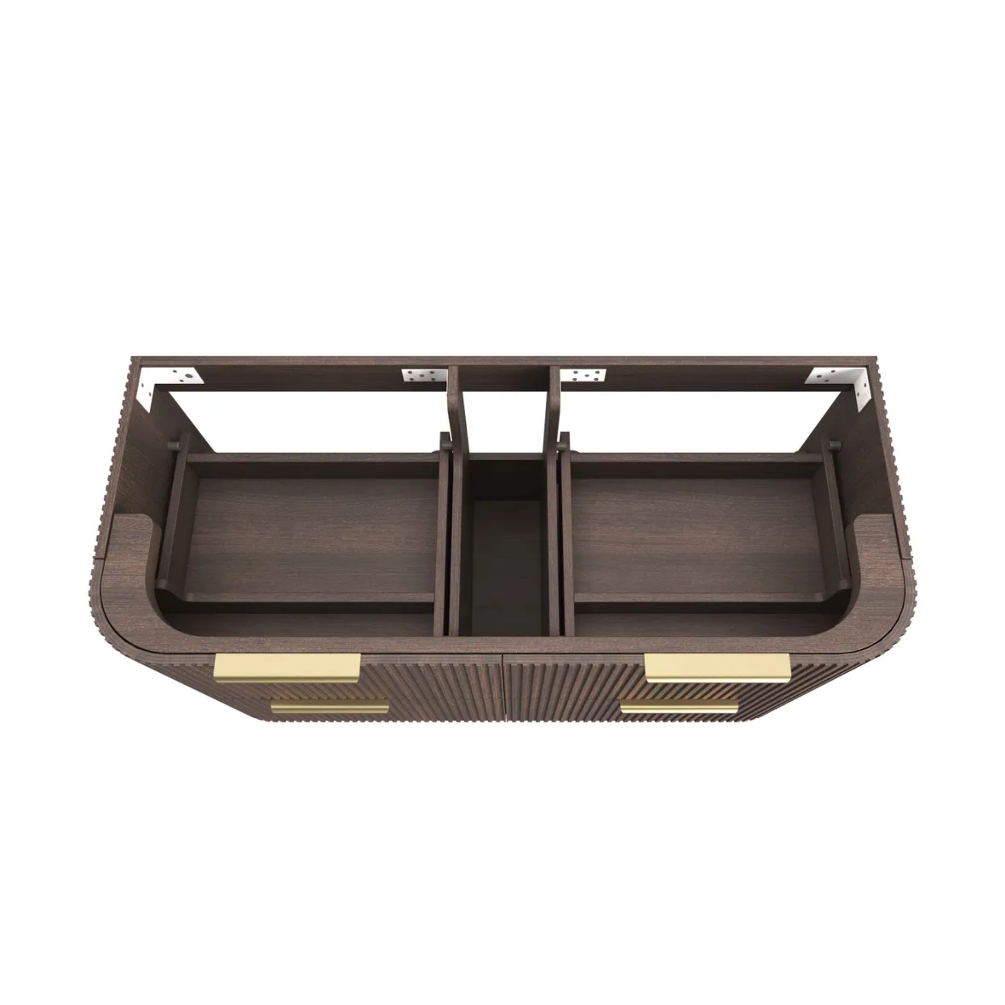 OTTI HAVANA SABLE WALNUT FLUTED 1200MM CURVE SINGLE BOWL WALL HUNG VANITY