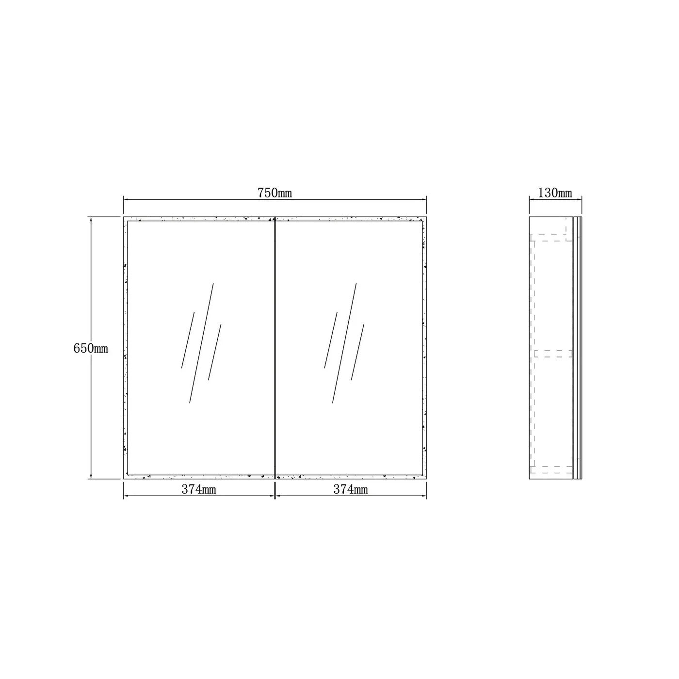 OTTI MOONLIGHT LED MATTE WHITE WALL HUNG SHAVING CABINET 750X650MM