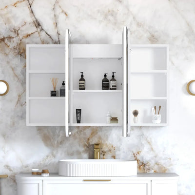 OTTI NEWPORT MATTE WHITE LED SHAVING CABINET WITH POWERPOINT 1200X750MM