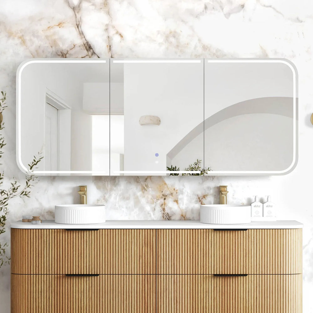 OTTI NEWPORT WOODLAND OAK LED SHAVING CABINET WITH POWERPOINT 1800X750MM