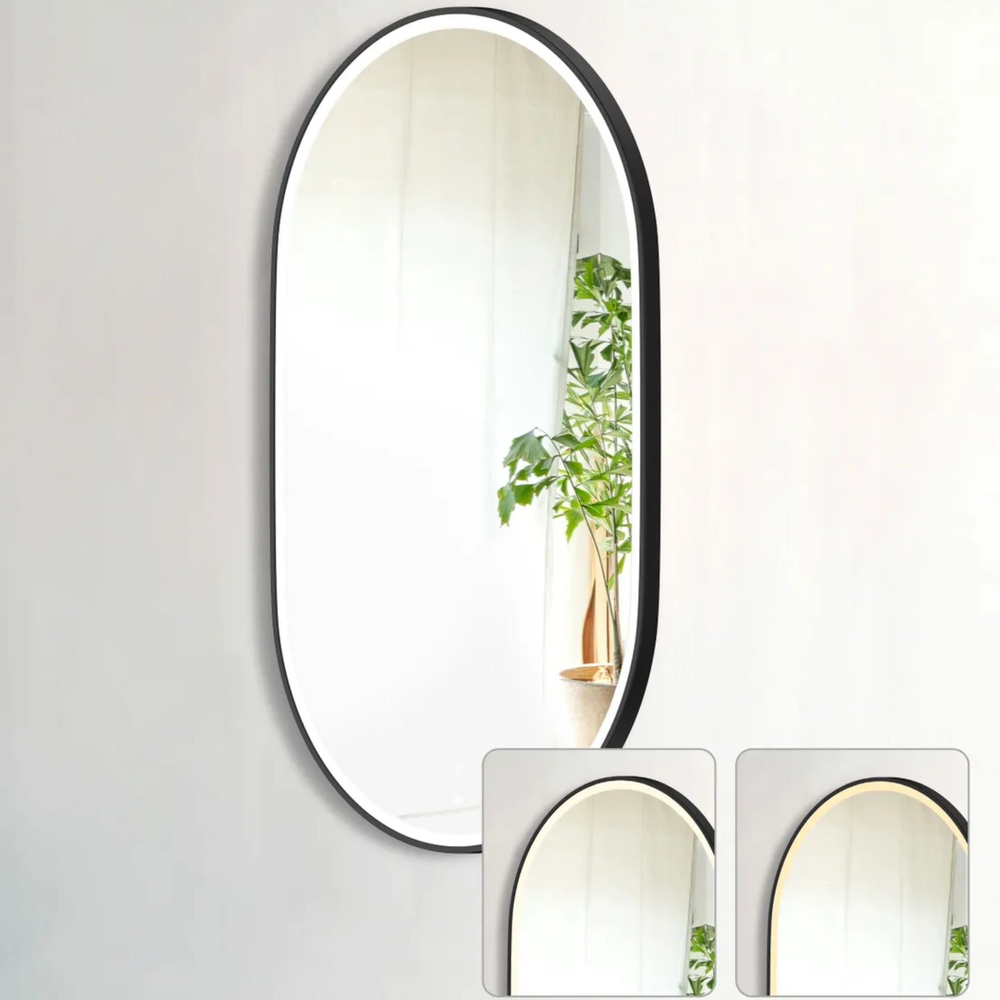 OTTI NOOSA FRAMED LED MIRROR MATTE BLACK 600X900MM