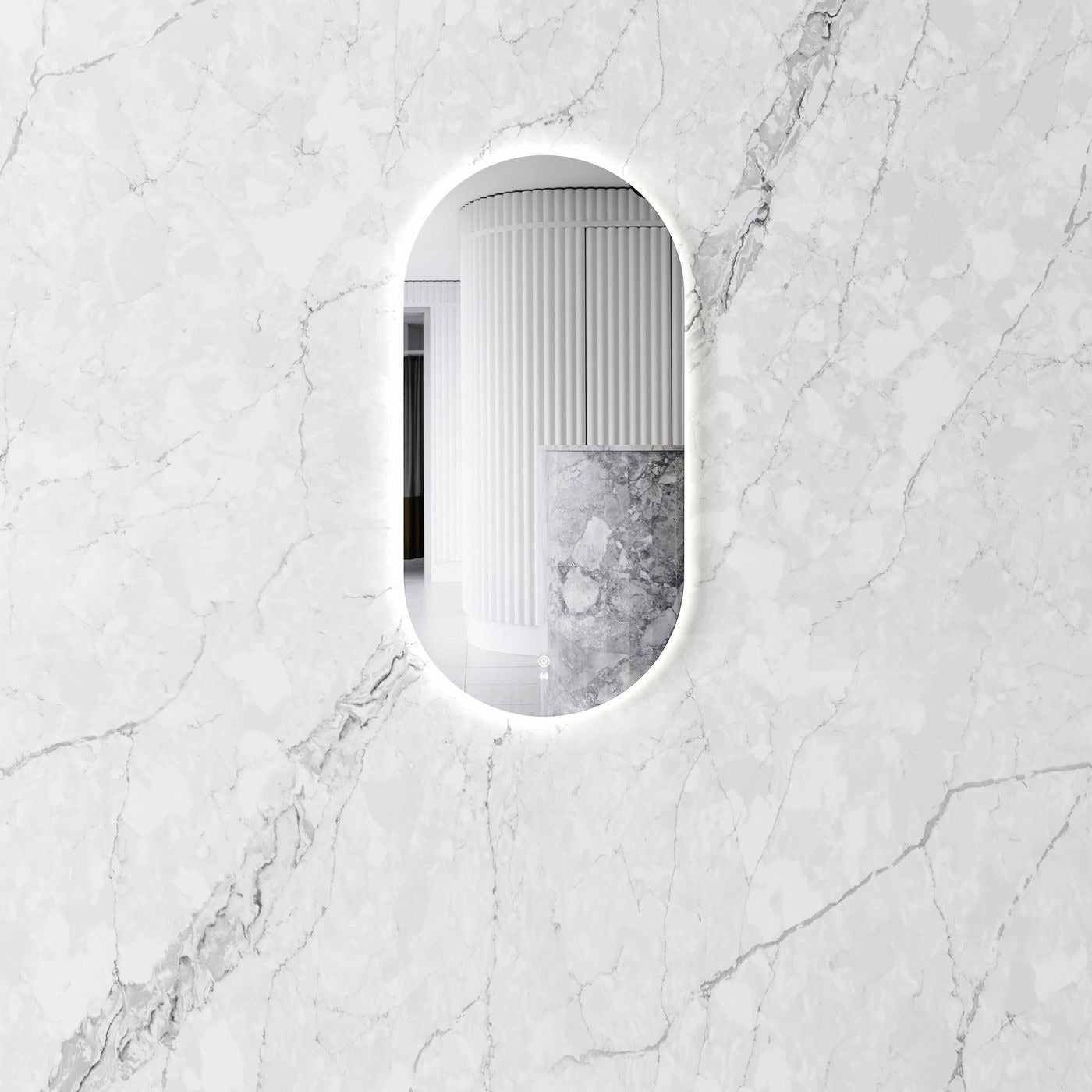 OTTI NOOSA FRAMELESS OVAL LED MIRROR 3 COLOUR LIGHTS 450X900MM