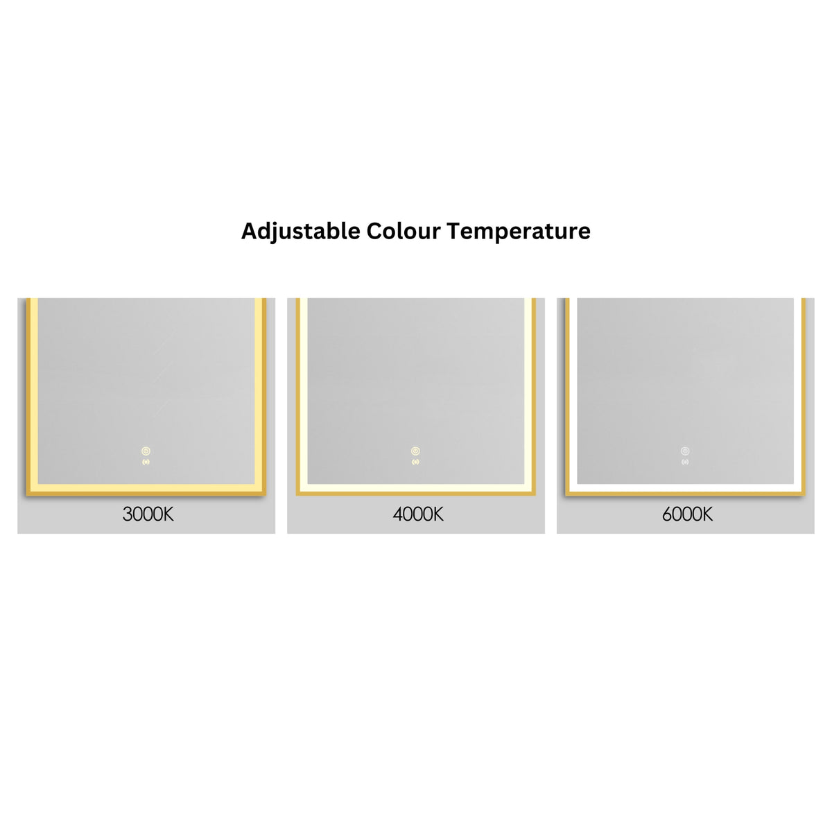 OTTI ARCHIE FRAMED LED MIRROR 3 COLOUR LIGHTS BRUSHED GOLD 600X900MM