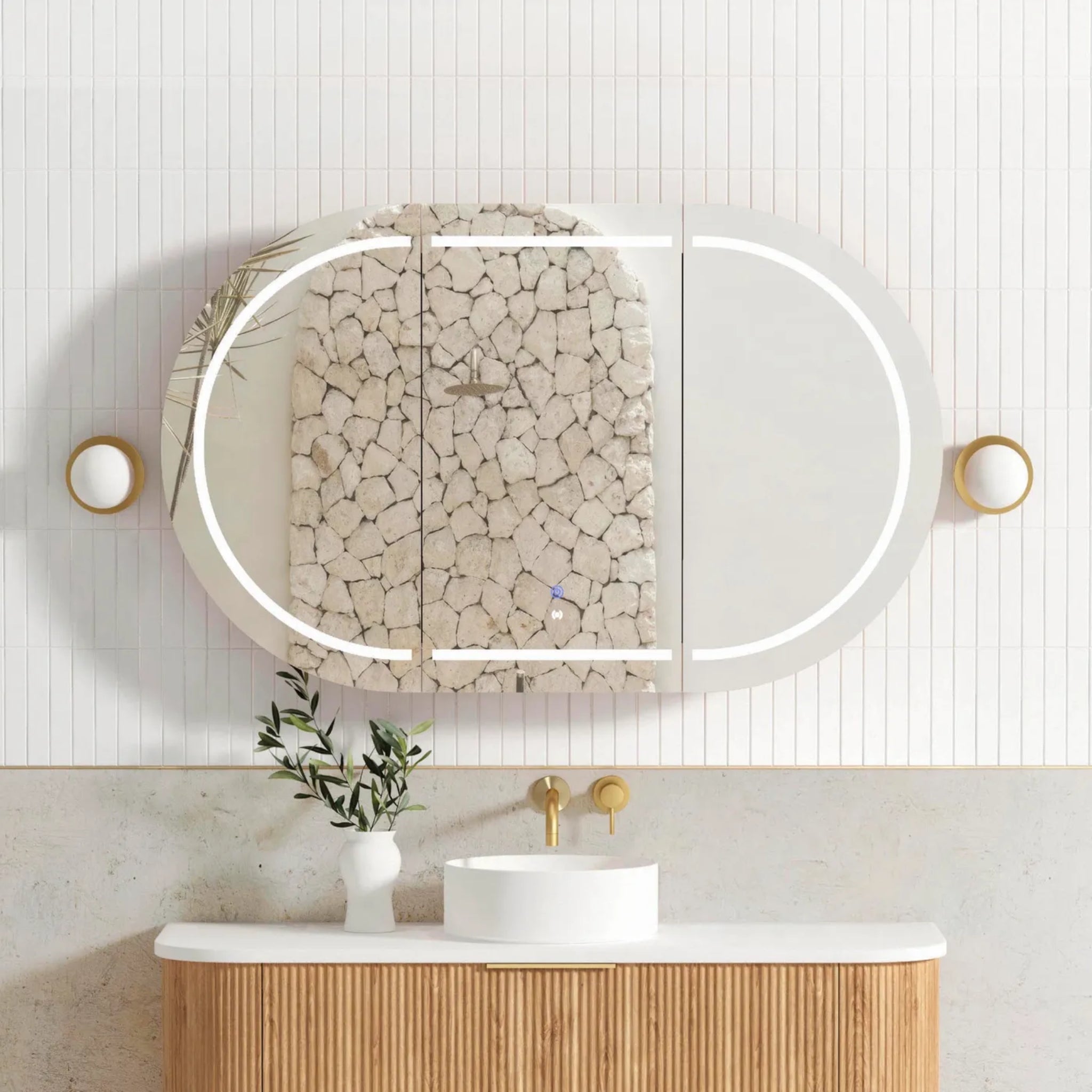 OTTI BONDI NATURAL OAK LED SHAVING CABINET 1200X750MM