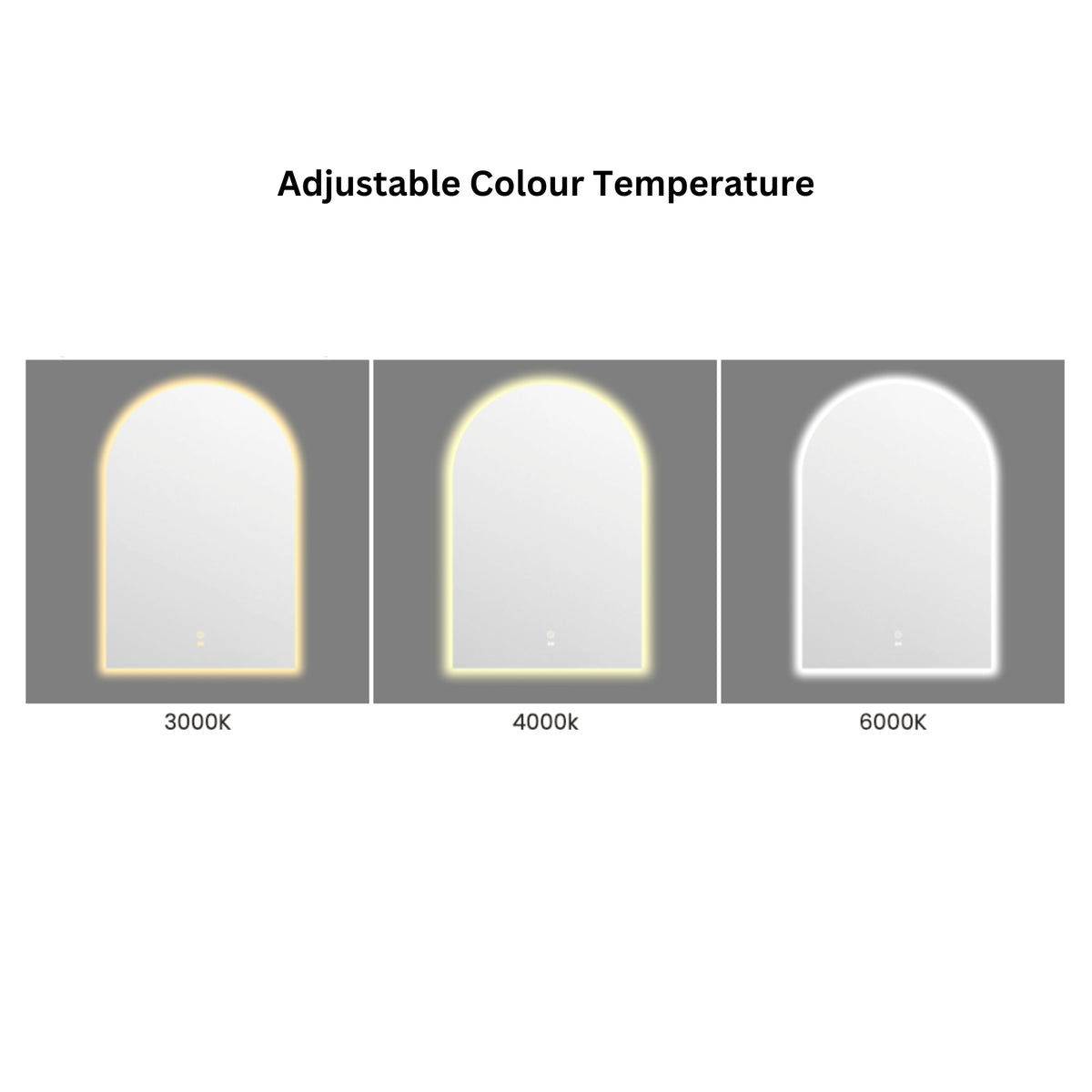 OTTI ARCHIE FRAMELESS LED MIRROR 3 COLOUR LIGHTS 600X900MM
