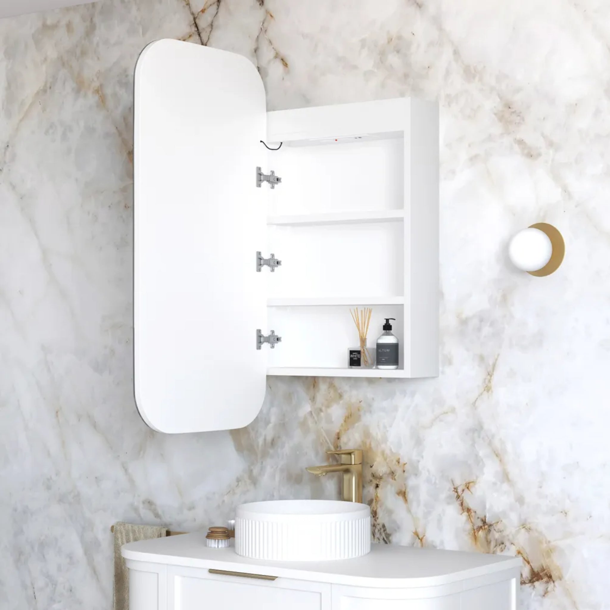 OTTI NEWPORT MATTE WHITE LED SHAVING CABINET 450X900MM