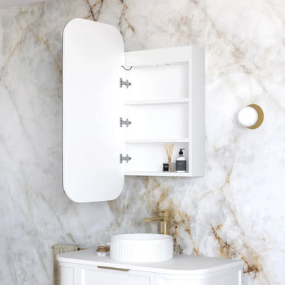 OTTI NEWPORT MATTE WHITE LED SHAVING CABINET WITH POWERPOINT 450X900MM