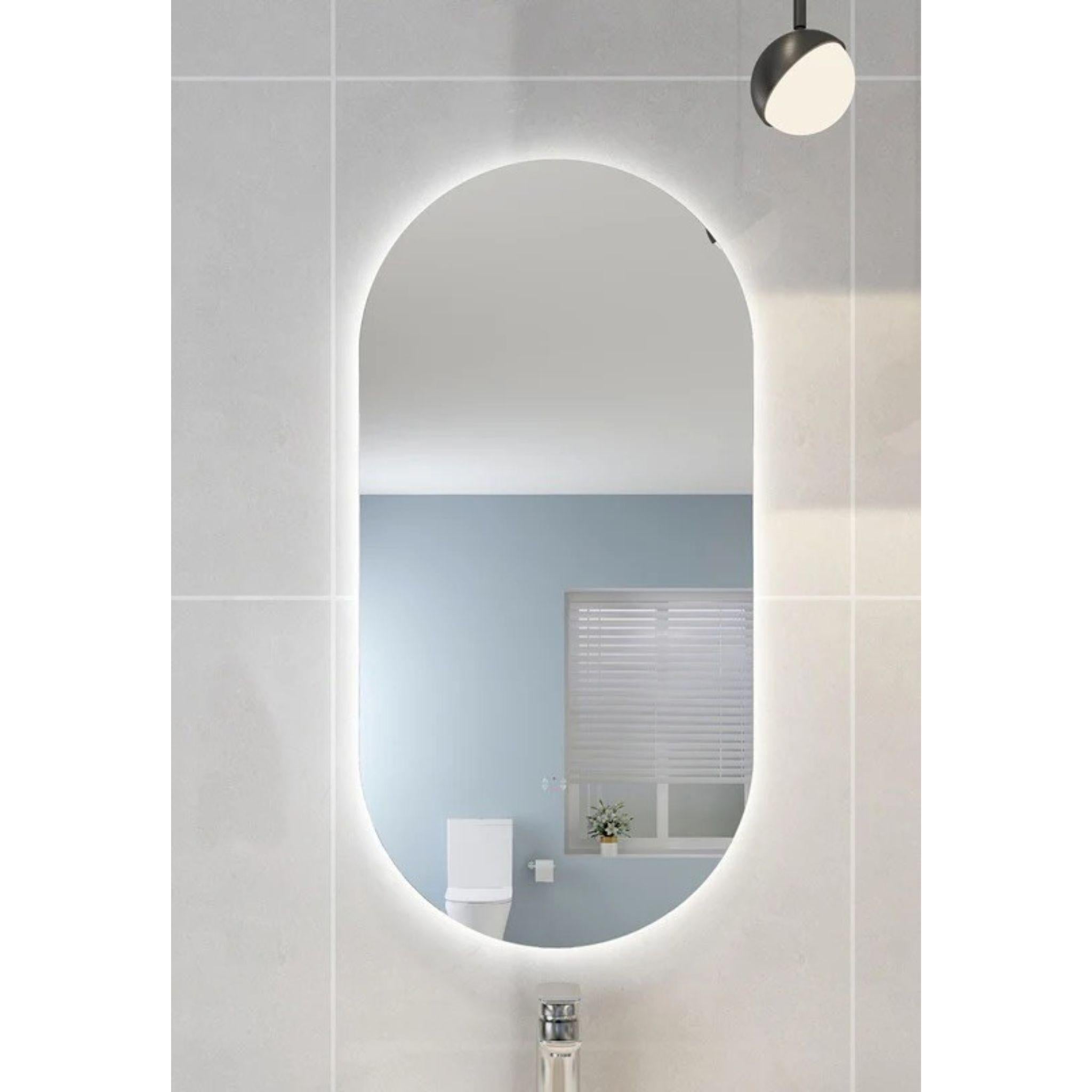 POSEIDON OVAL BACKLIT LED MIRROR 3 COLOUR LIGHTS 450X900MM