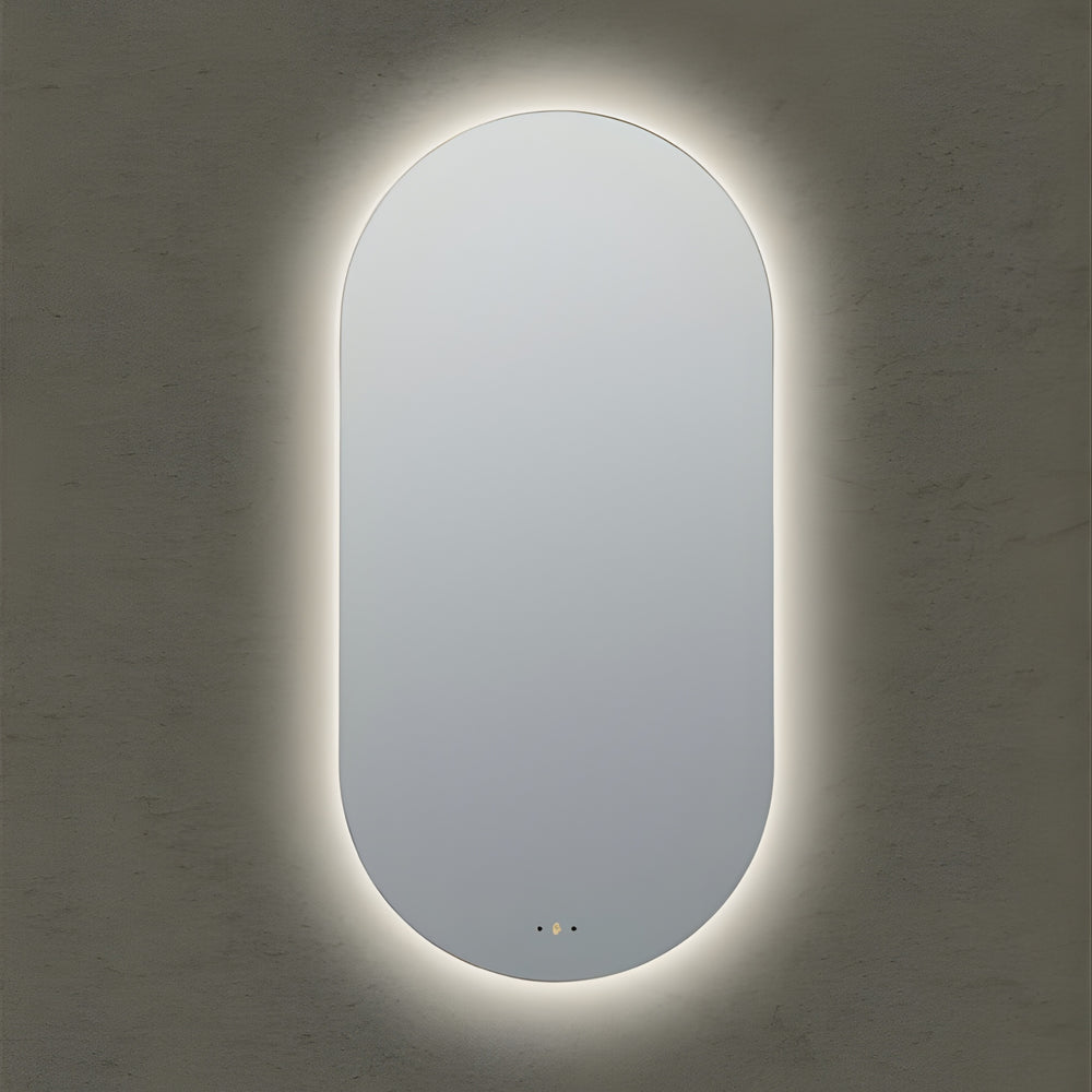 POSEIDON OLIVIA OVAL FRAMELESS BACKLIT LED MIRROR 3 COLOUR LIGHTS 450X900MM