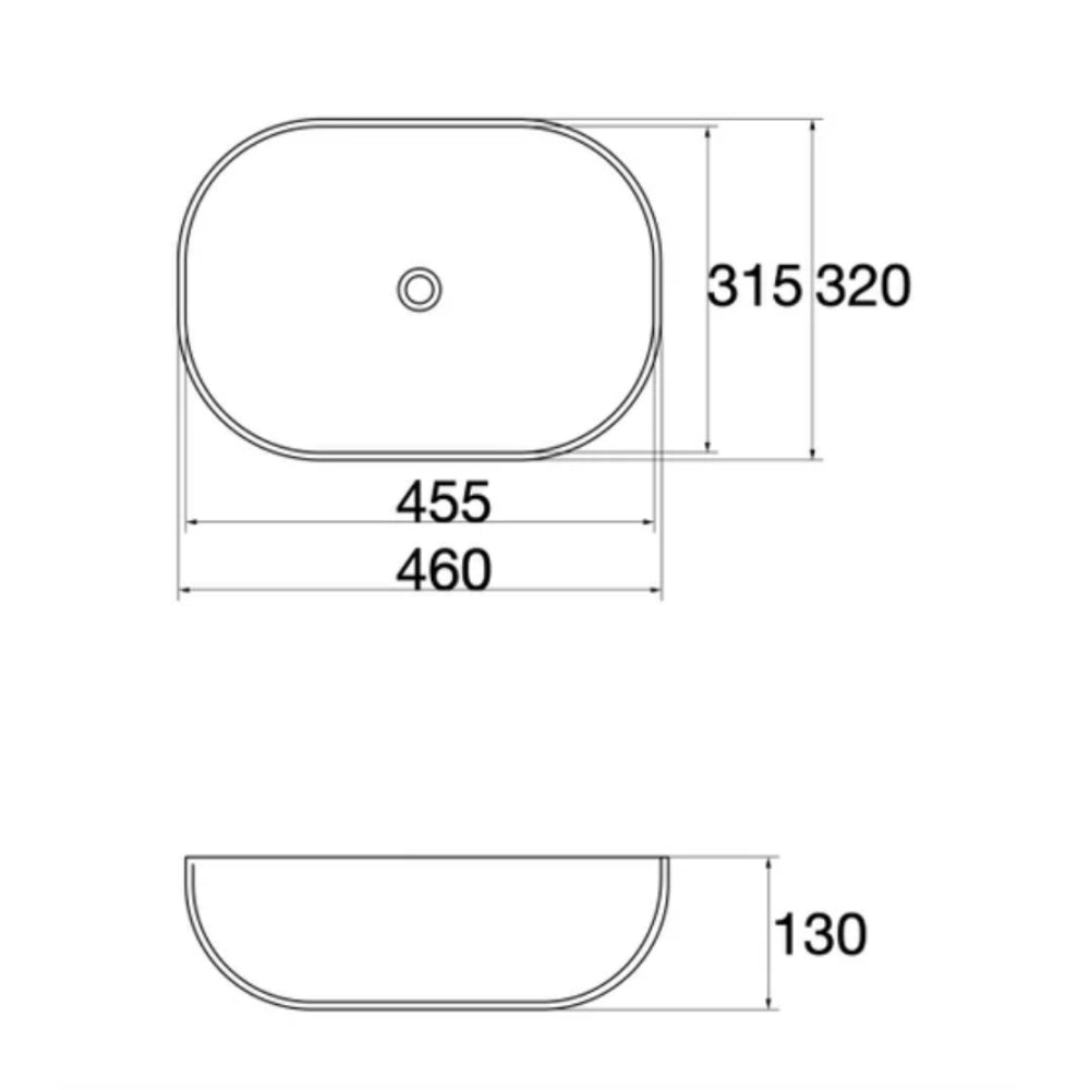 CLAYA OVAL ABOVE COUNTER BASIN GLOSS WHITE 460MM
