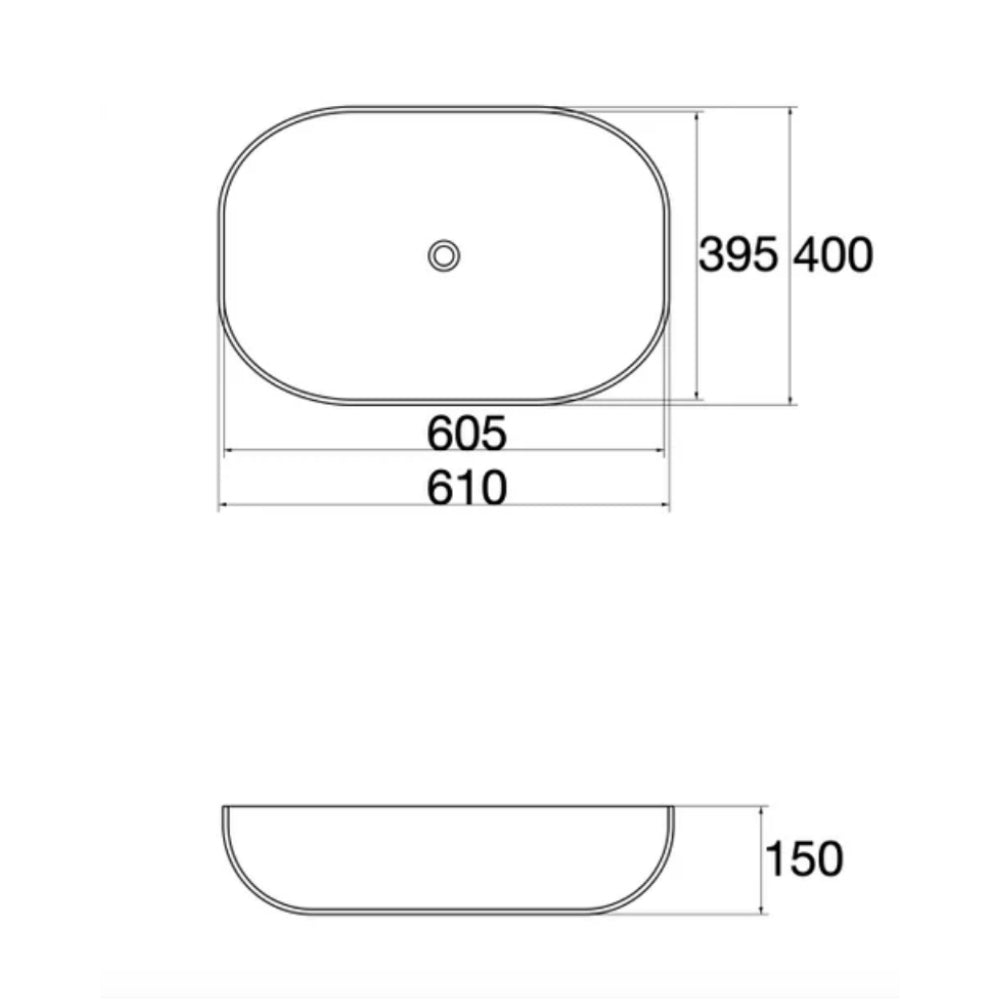 CLAYA OVAL ABOVE COUNTER BASIN MATTE WHITE 610MM