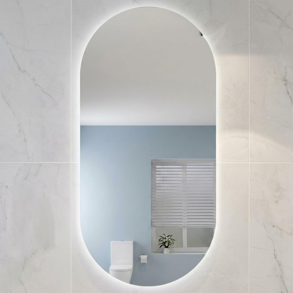 VITO OVIAN OVAL FRAMELESS BACKLIT LED MIRROR 3 COLOUR LIGHTS 450X900MM