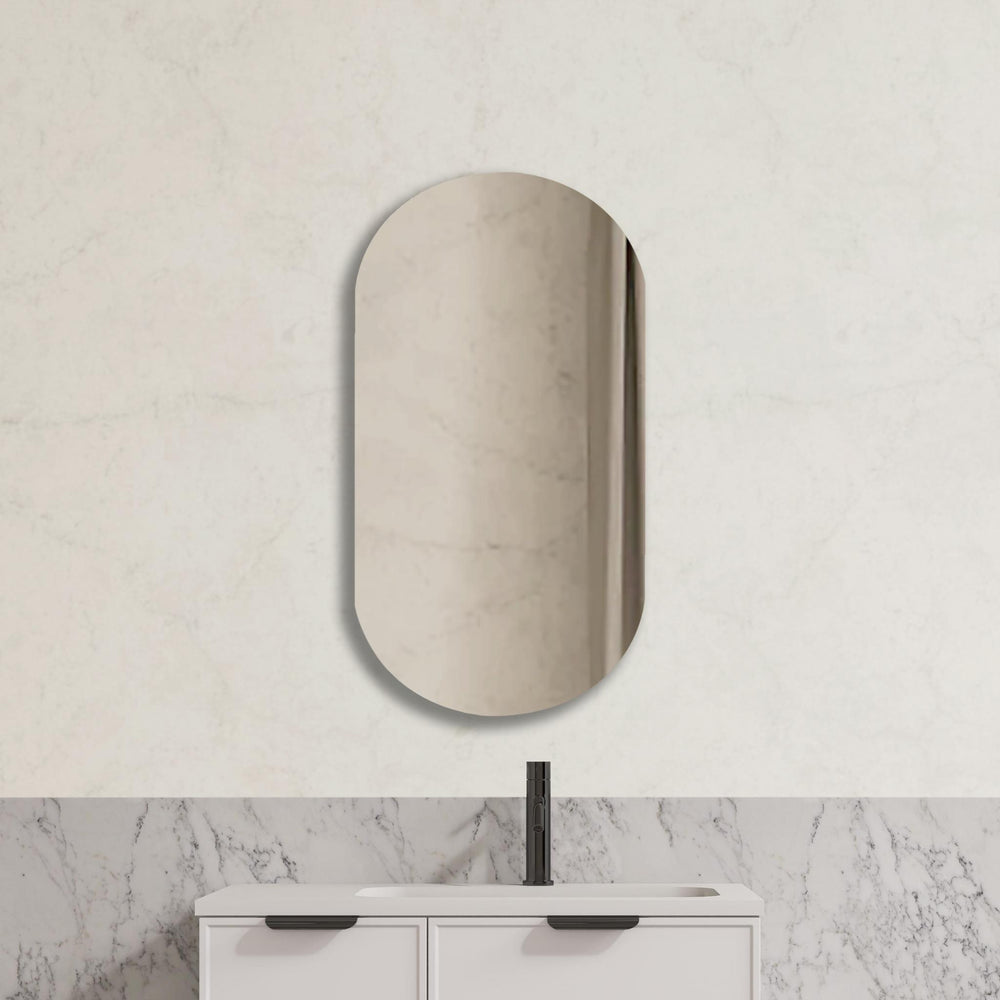 VITO OVIAN OVAL FRAMELESS BACKLIT LED MIRROR 3 COLOUR LIGHTS 450X900MM