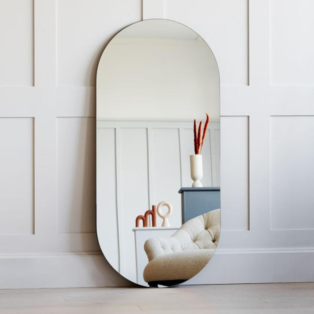 VITO OVIAN OVAL FRAMELESS BACKLIT LED MIRROR 3 COLOUR LIGHTS 450X900MM