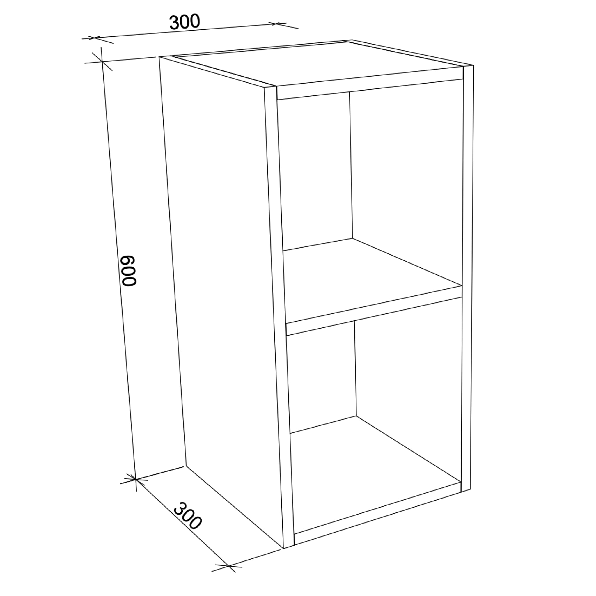 TIMBERLINE CUSTOM LAUNDRY CABINET 300MM WITH TWO OPEN SHELVES