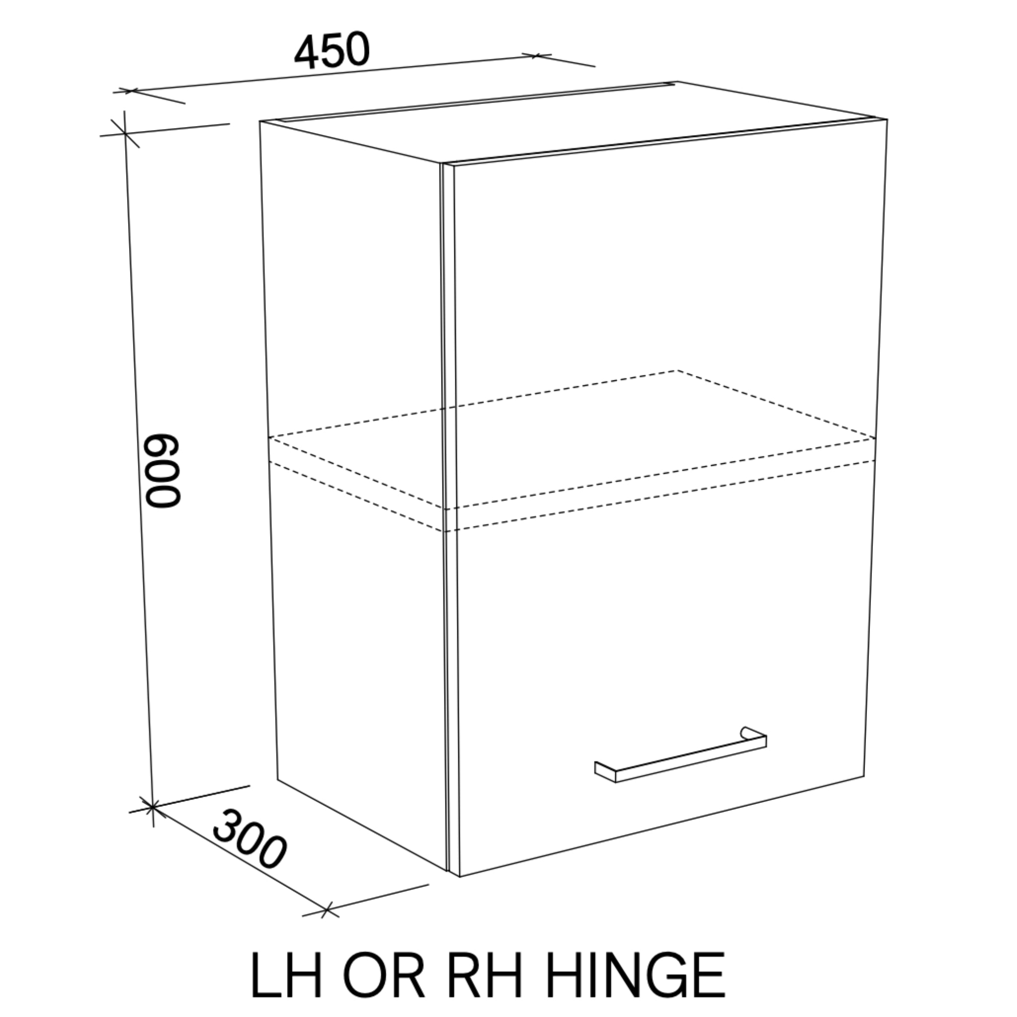 TIMBERLINE CUSTOM LAUNDRY WALL CABINET 450MM WITH 1 DOOR