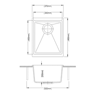 AQUAPERLA SINGLE BOWL KITCHEN SINK WHITE GRANITE 370MM