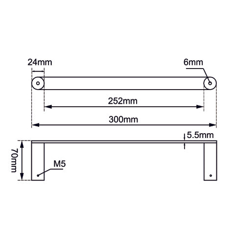 AQUAPERLA RUSHY HAND TOWEL HOLDER 300MM CHROME