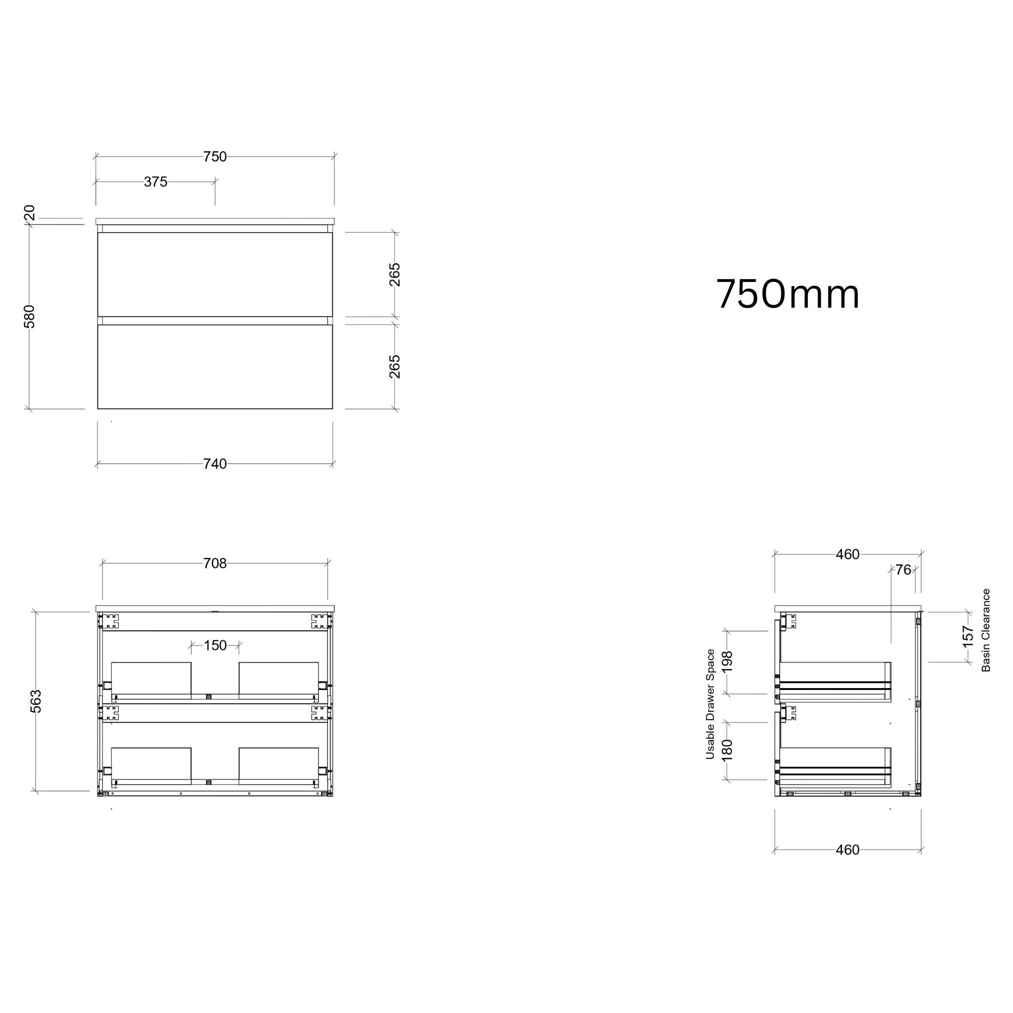 TIMBERLINE OXBOW CUSTOM WALL HUNG VANITY (ALL SIZING)