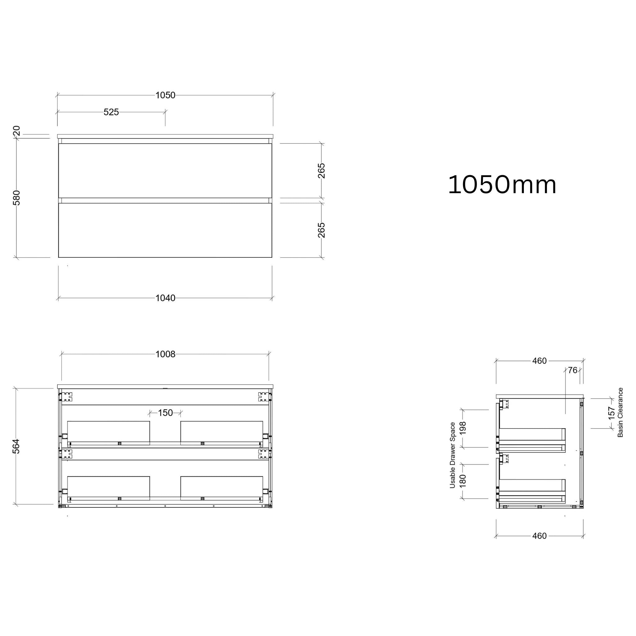 TIMBERLINE OXBOW CUSTOM WALL HUNG VANITY (ALL SIZING)