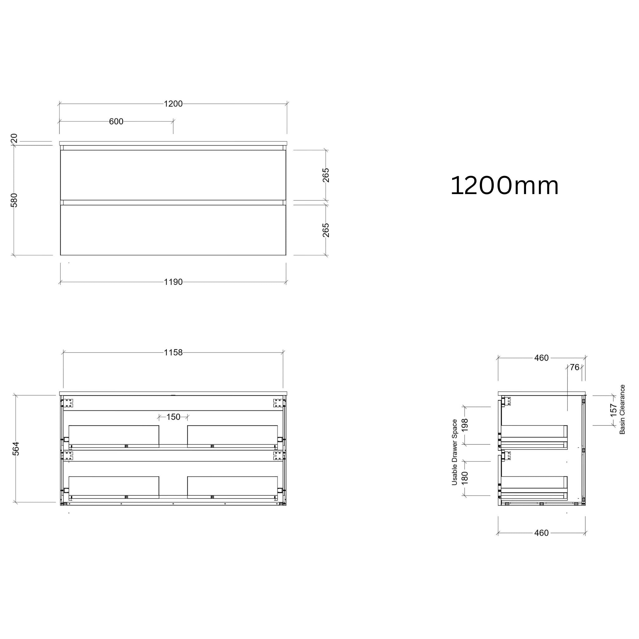 TIMBERLINE OXBOW CUSTOM WALL HUNG VANITY (ALL SIZING)
