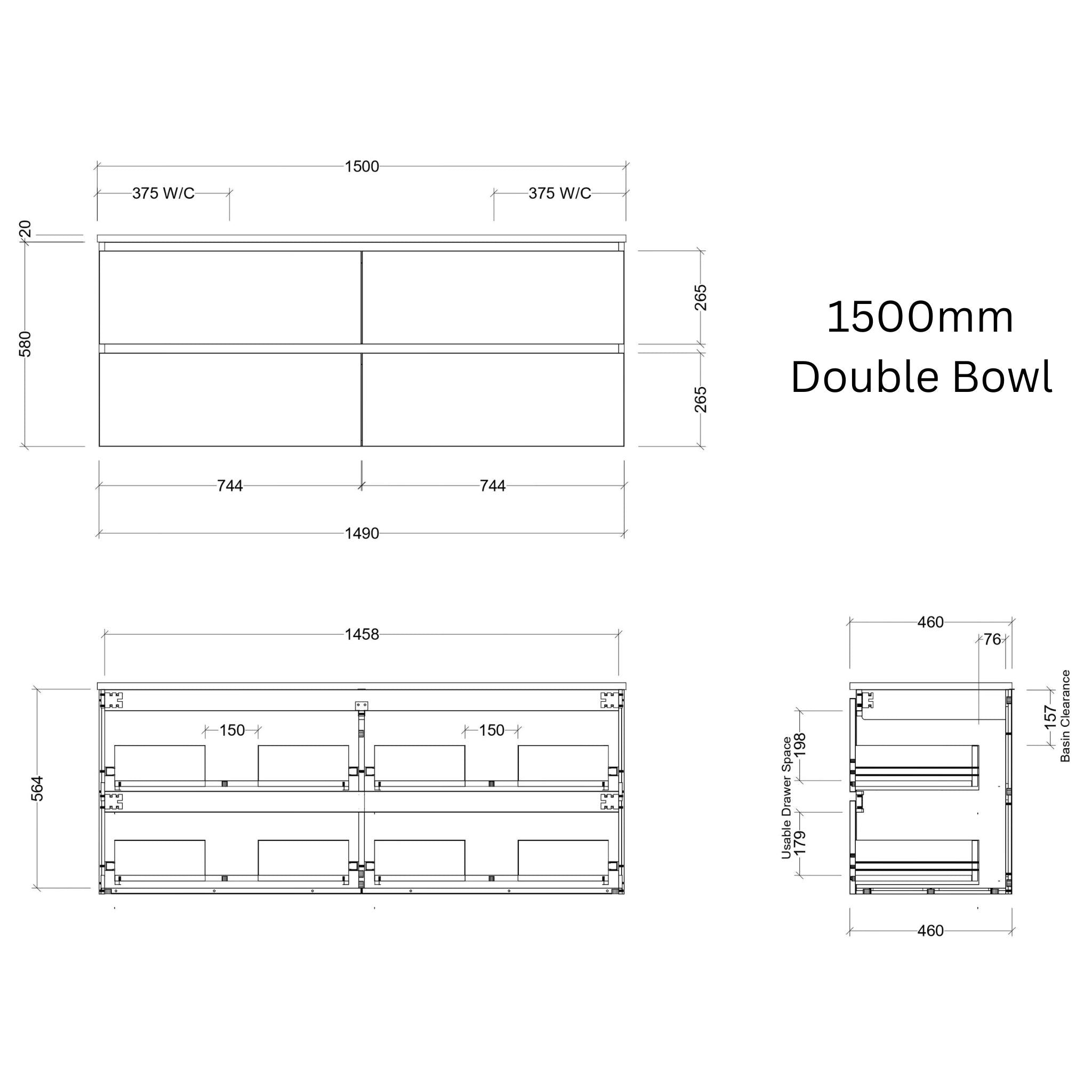 TIMBERLINE OXBOW CUSTOM WALL HUNG VANITY (ALL SIZING)