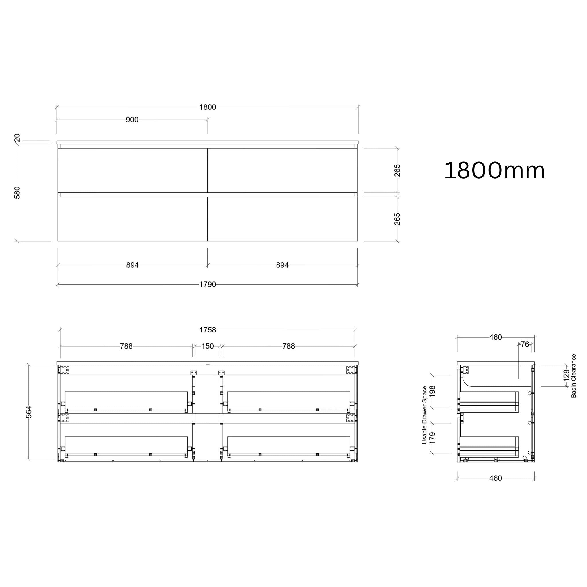 TIMBERLINE OXBOW CUSTOM WALL HUNG VANITY (ALL SIZING)