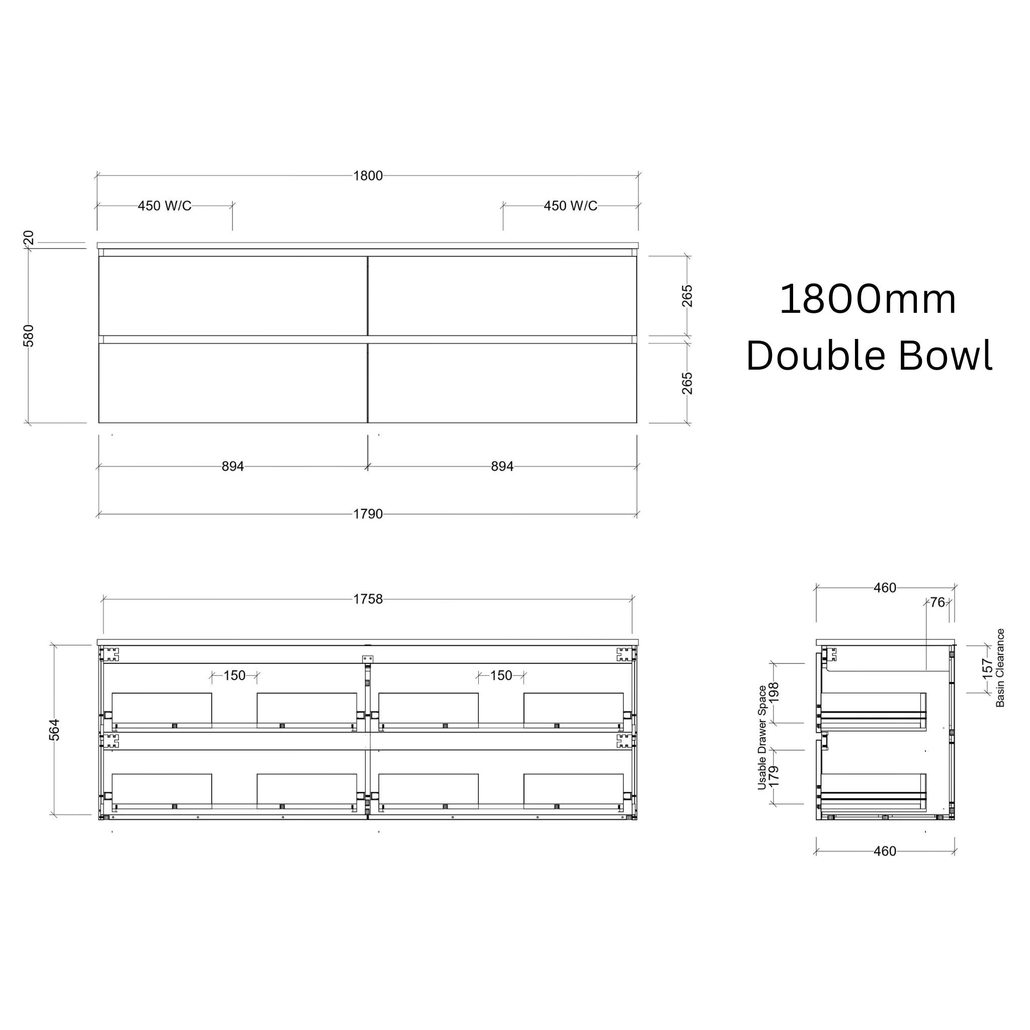 TIMBERLINE OXBOW CUSTOM WALL HUNG VANITY (ALL SIZING)