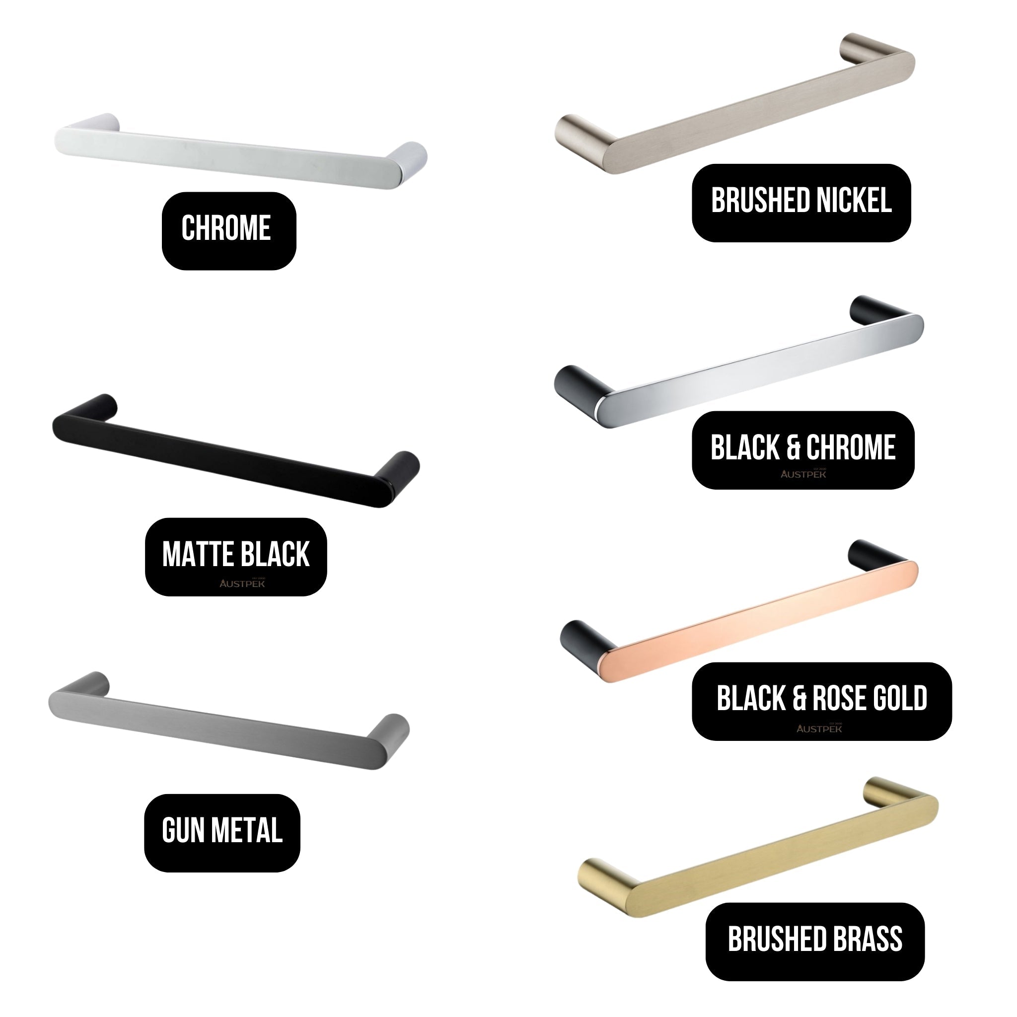 AQUAPERLA RUSHY HAND TOWEL HOLDER 300MM BLACK AND ROSE GOLD