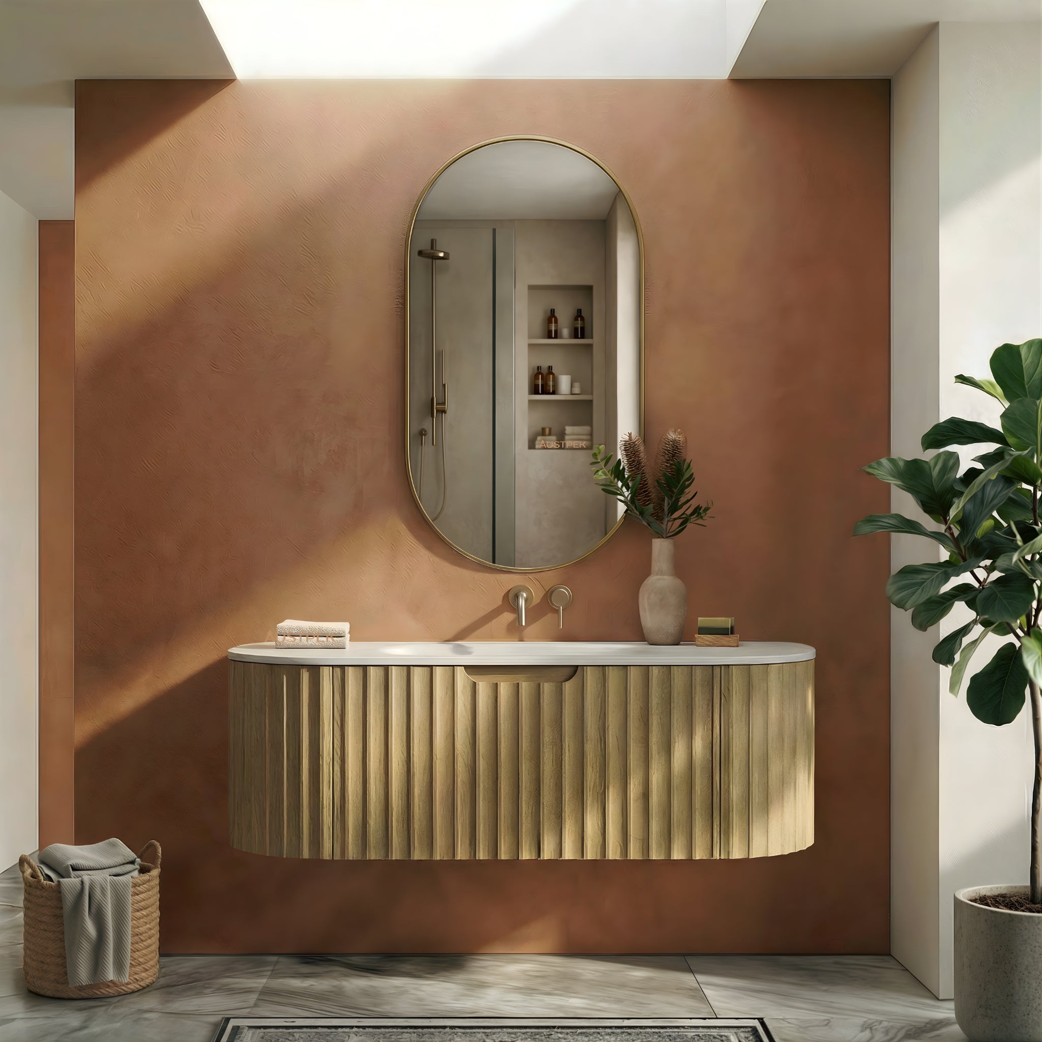 ORIO ARGYLE LIGHT WALNUT 1200MM SINGLE BOWL WALL HUNG VANITY