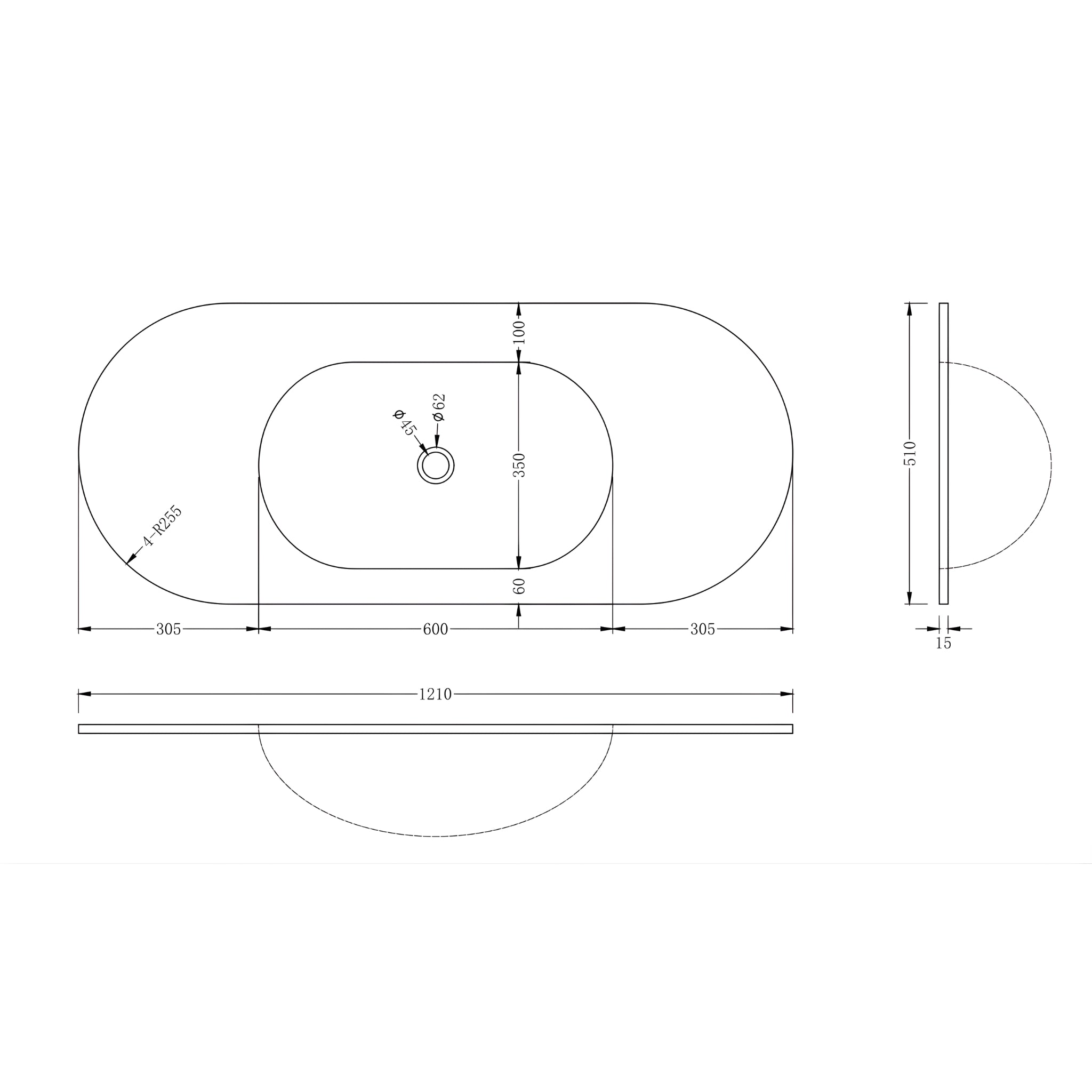 ORIO ARGYLE LIGHT WALNUT 1200MM SINGLE BOWL WALL HUNG VANITY